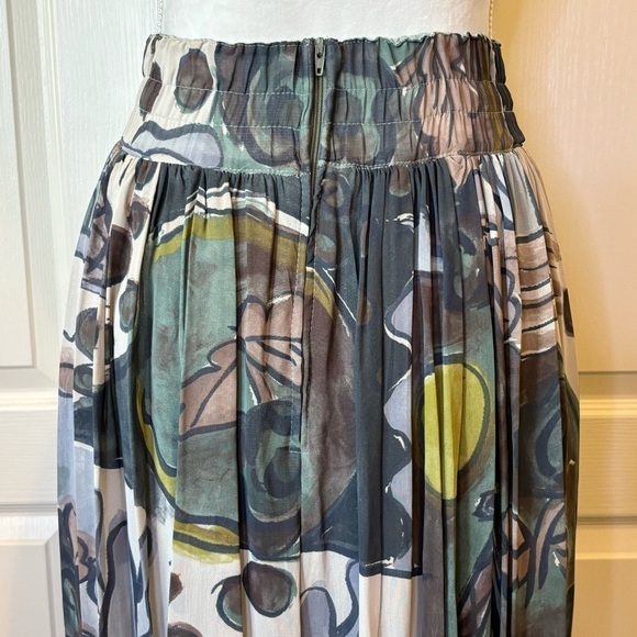 Platinum by Dorothy Schoelen Vintage Art-To-Wear Landscape Pleated Maxi Skirt - Picture 7 of 12